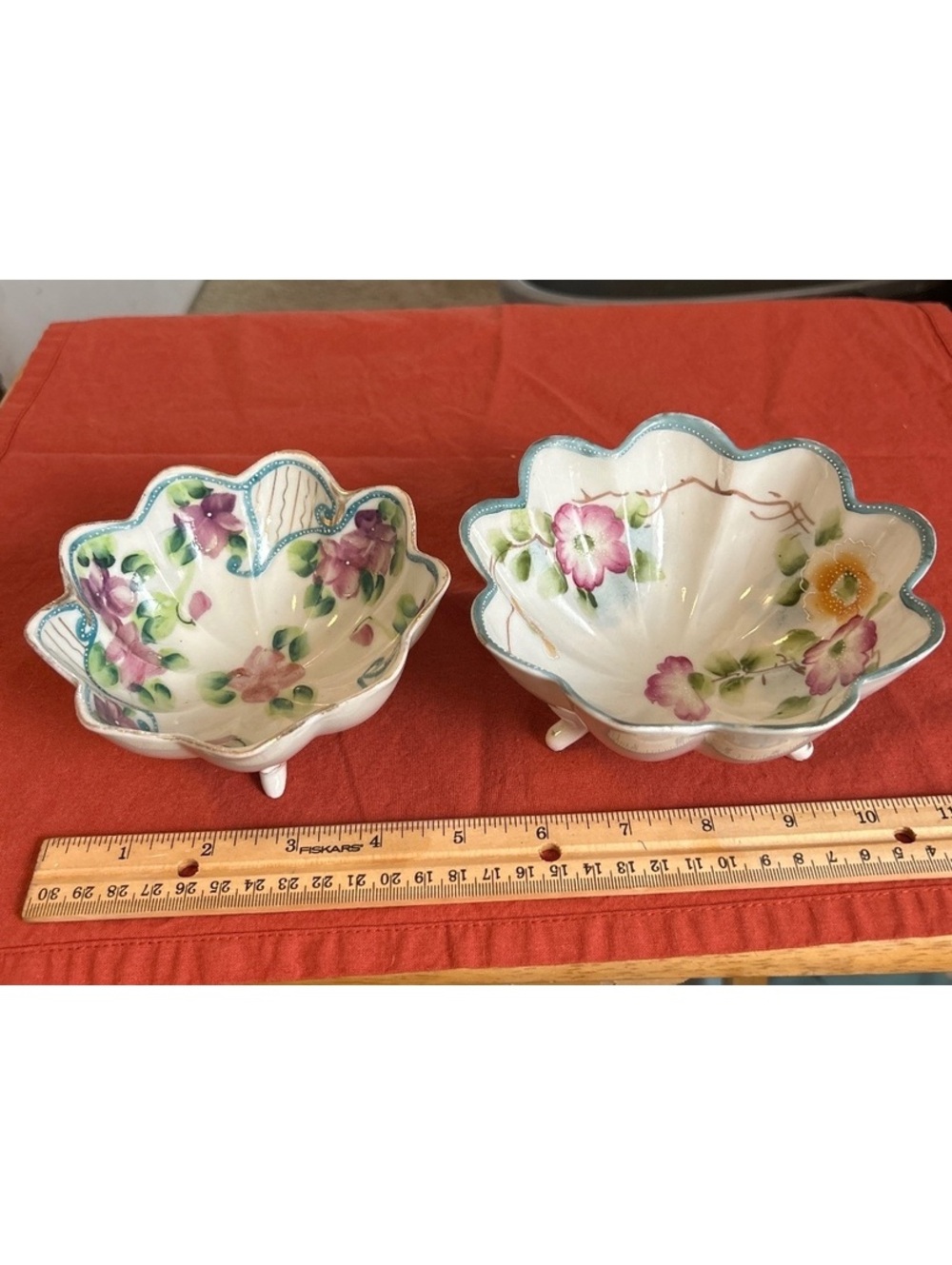 Hand painted Japanese footed bowls